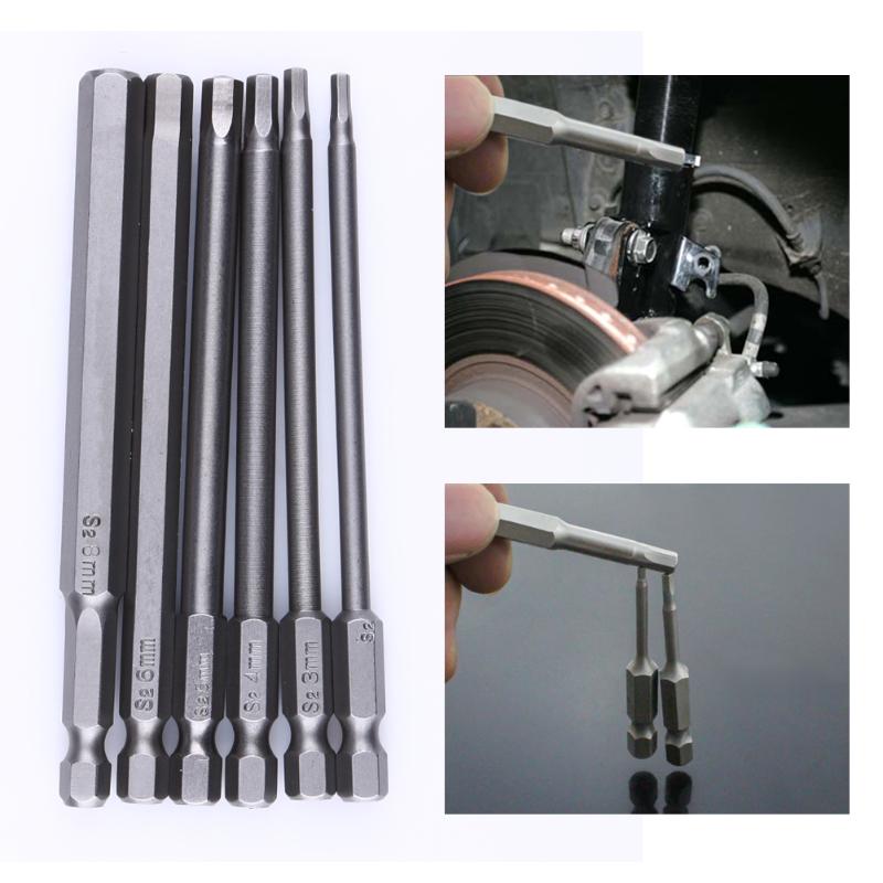6pcs 100mm 1/4 Inch Hex Shank Magnetic Hexagon Head Screwdriver Bit Set H2.5 H3 H4 H5 H6 H8 Drill for Electric/Hand Screwdrivers