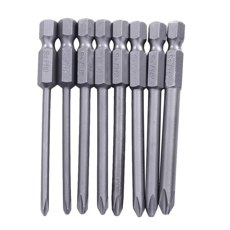 8pcs 75mm Magnetic Long Hex Cross Head Screwdriver Bits screwdriver Set Electric Screwdriver Set 20cm x 10cm x 10cm